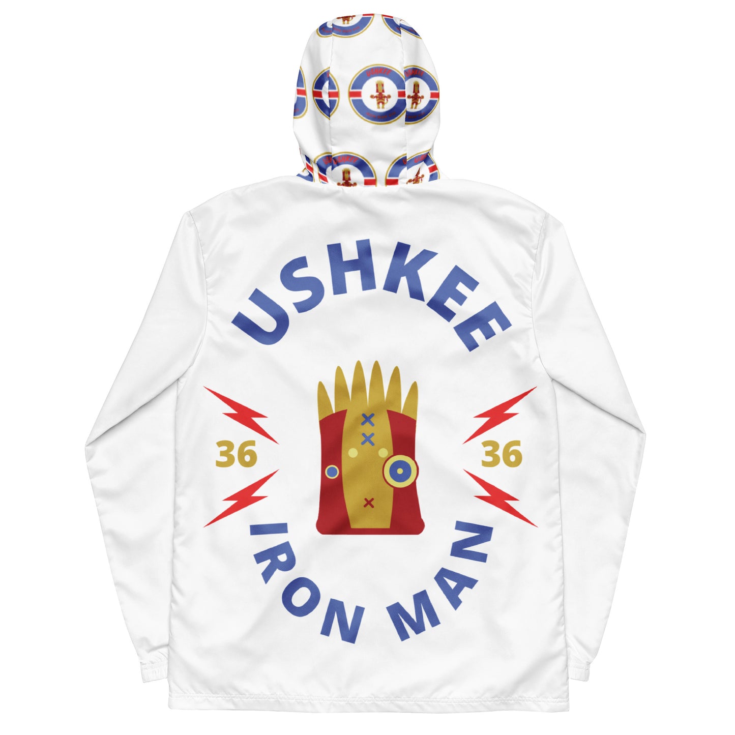 Ushkee Iron Man Men’s white windbreaker