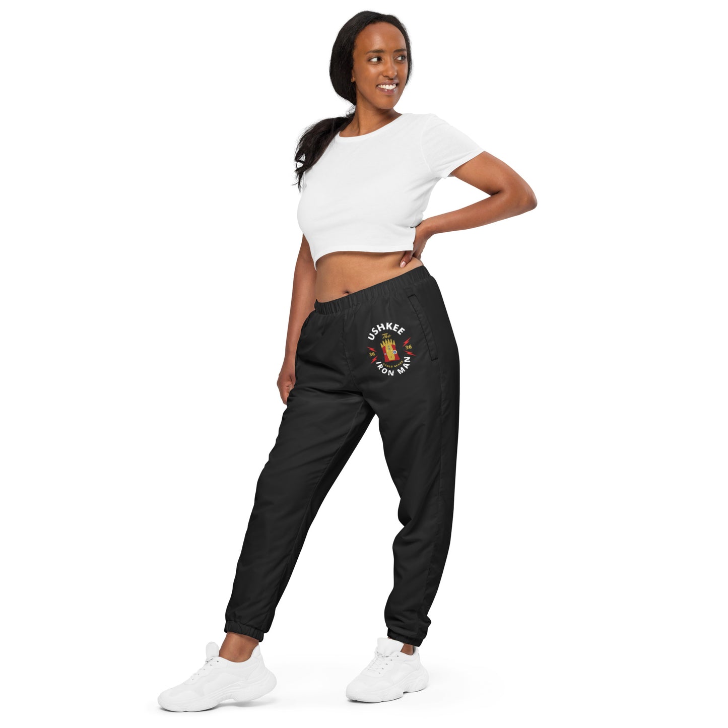 Ushkee Iron Man women's black track pants