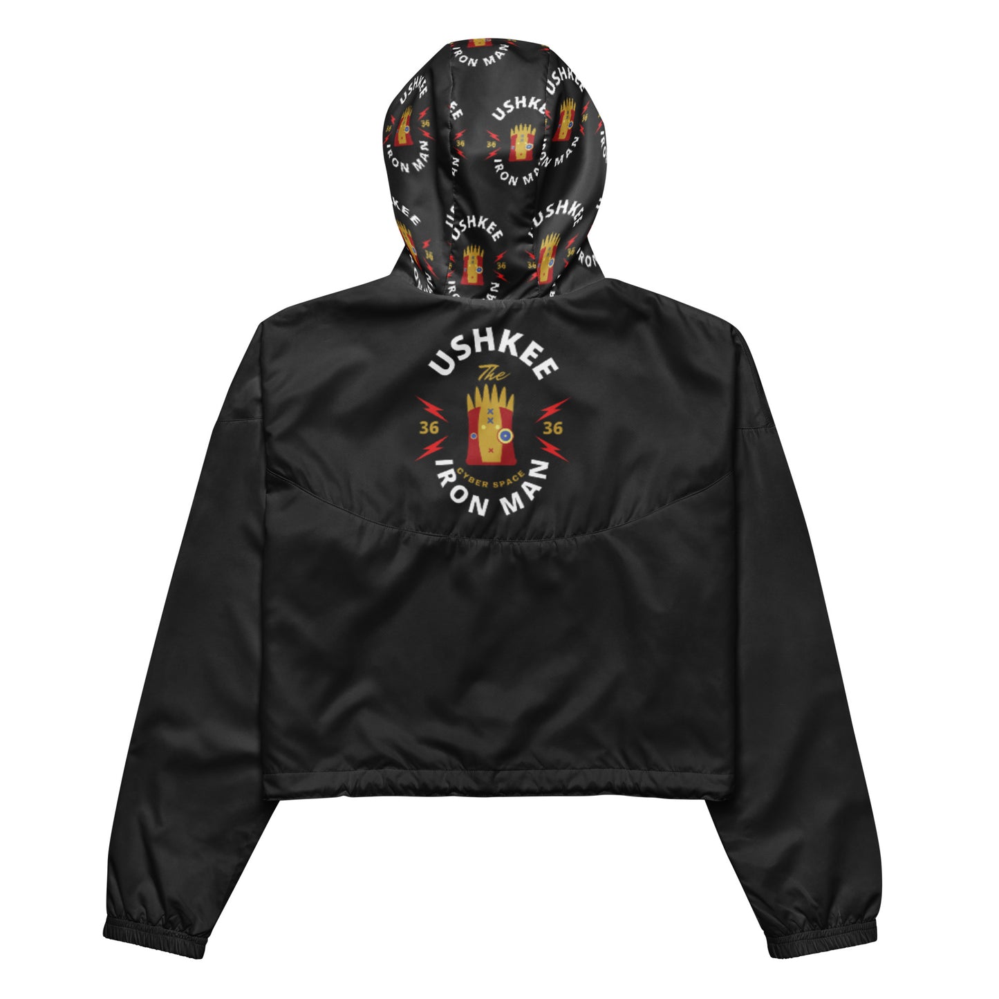 Ushkee Iron Man women’s black cropped windbreaker