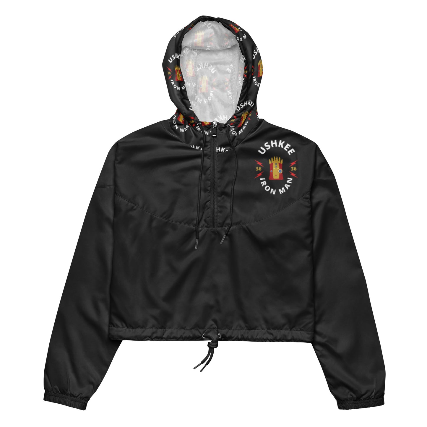 Ushkee Iron Man women’s black cropped windbreaker