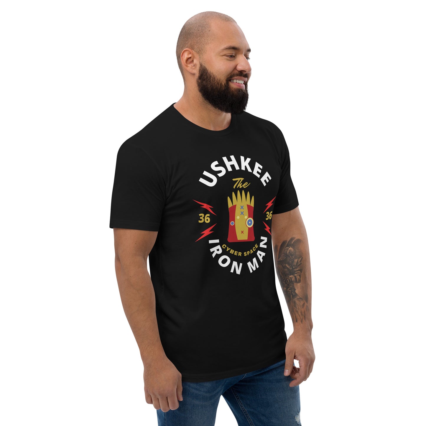 Ushkee Iron Man Men's Black Short Sleeve T-shirt